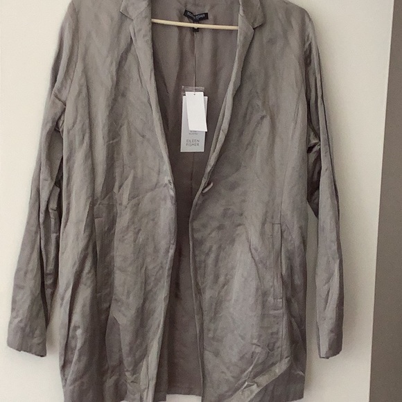 Eileen Fisher blazer NWT Steel satin - Picture 5 of 10